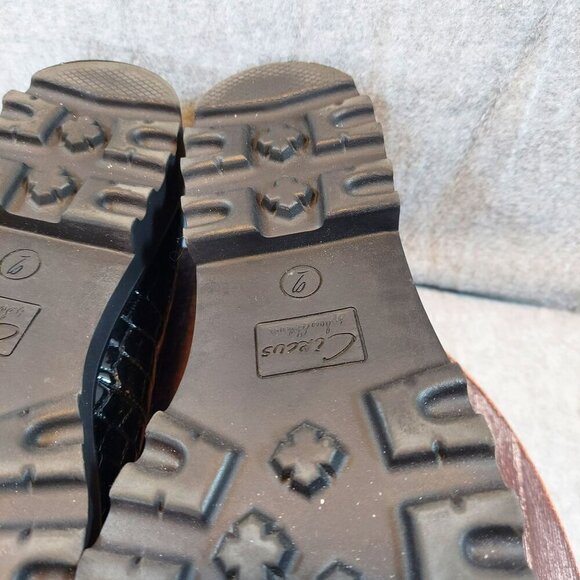 Circus NY Black Croc-Embossed Leather Loafers With Gold  Detail & Chunky Sole - Picture 14 of 16